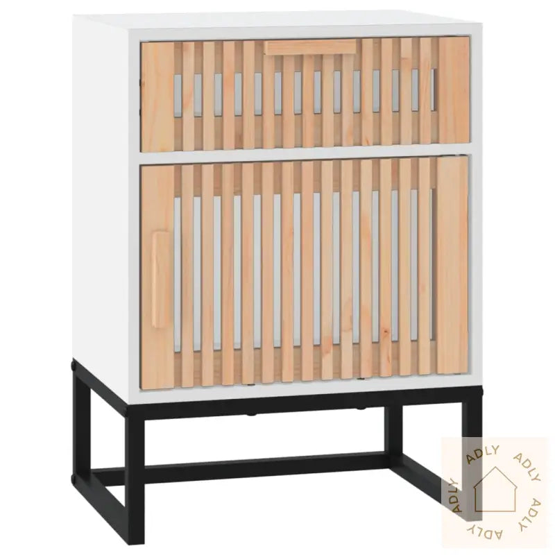 Nattbord 2 Stk Hvit 40X30X55,5 Cm Konstruert Tre Og Jern