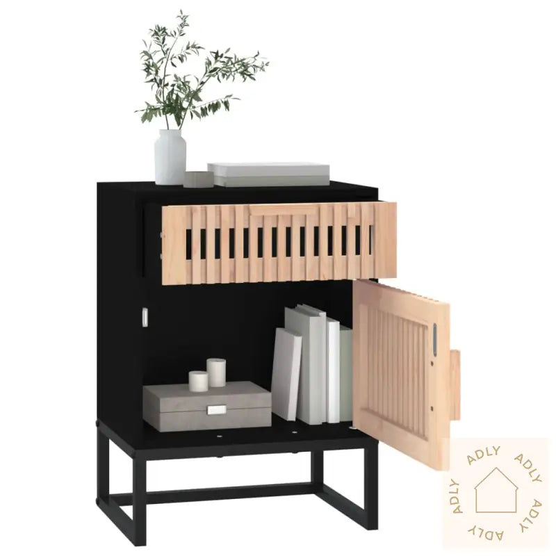 Nattbord 2 Stk Svart 40X30X55,5 Cm Konstruert Tre Og Jern