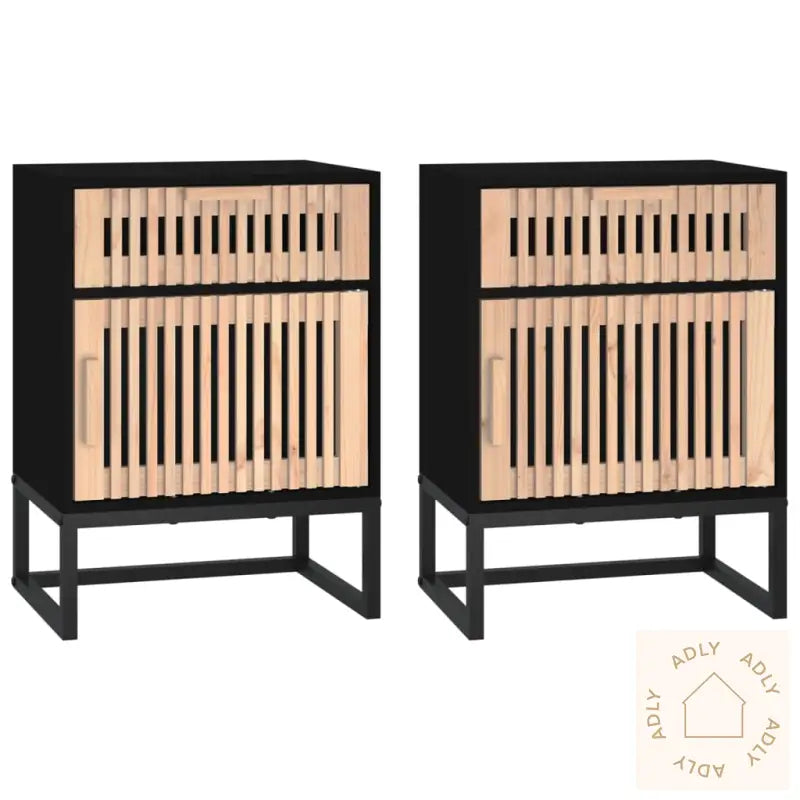Nattbord 2 Stk Svart 40X30X55,5 Cm Konstruert Tre Og Jern
