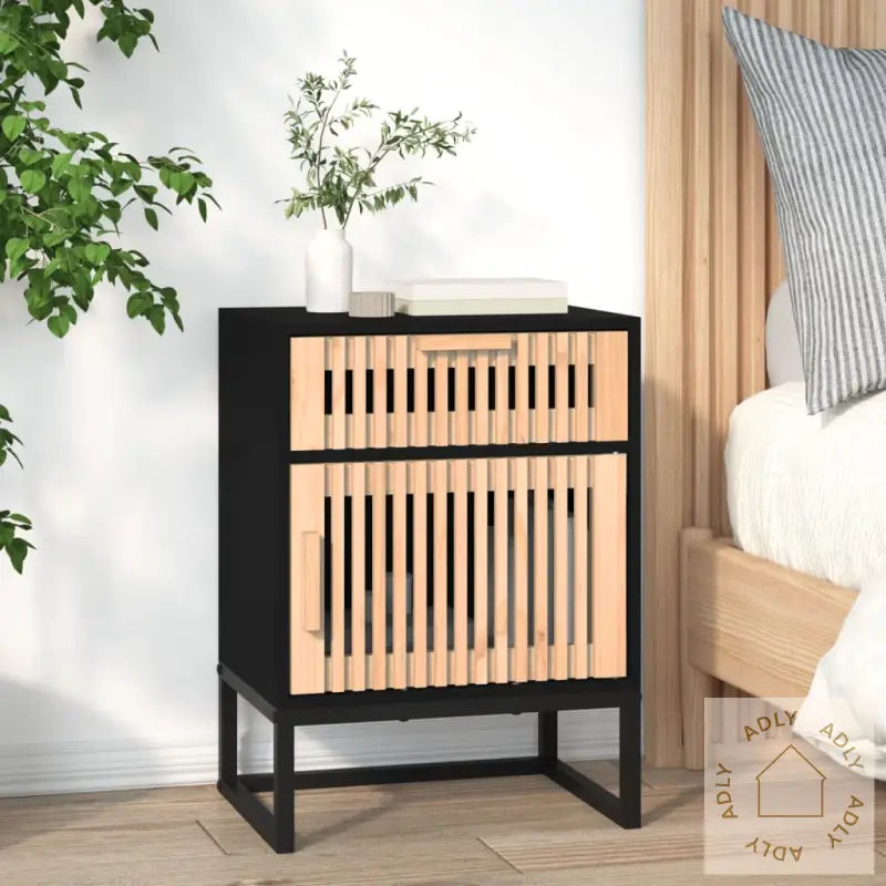 Nattbord 2 Stk Svart 40X30X55,5 Cm Konstruert Tre Og Jern