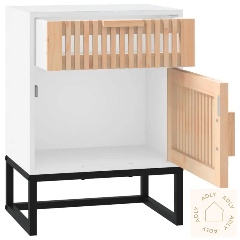 Nattbord 2 Stk Hvit 40X30X55,5 Cm Konstruert Tre Og Jern