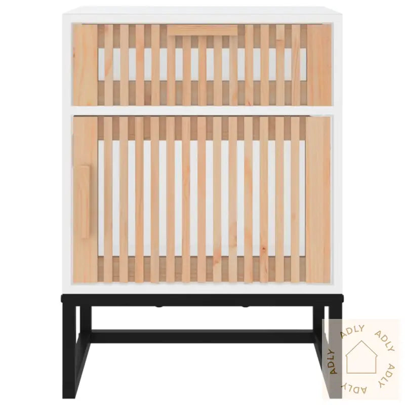Nattbord 2 Stk Hvit 40X30X55,5 Cm Konstruert Tre Og Jern