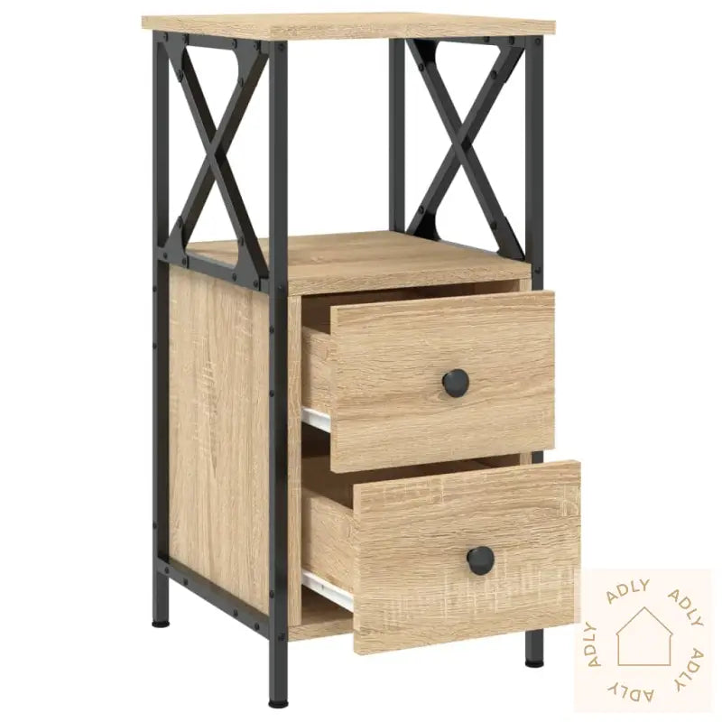 Nattbord 2 Stk Sonoma Eik 34X35,5X70 Cm Konstruert Tre