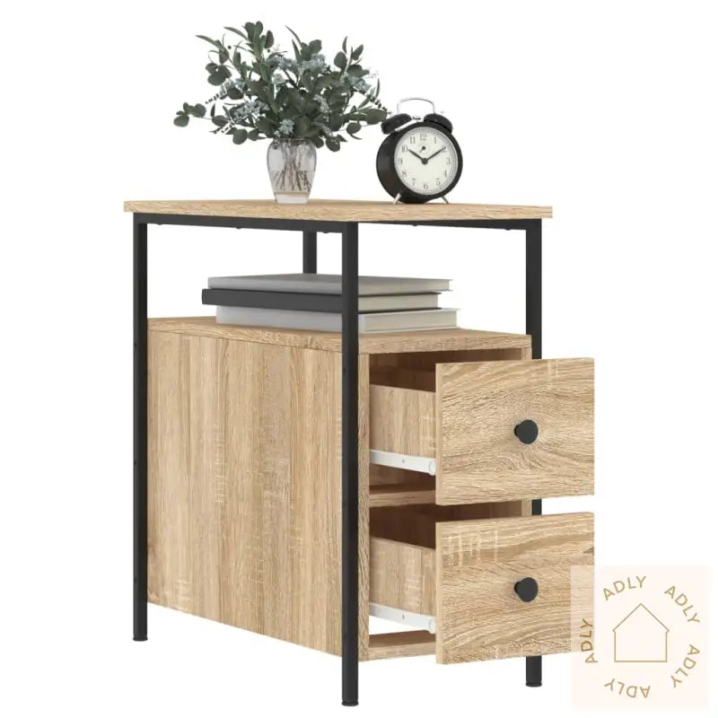 Nattbord 2 Stk Sonoma Eik 30X60X60 Cm Konstruert Tre