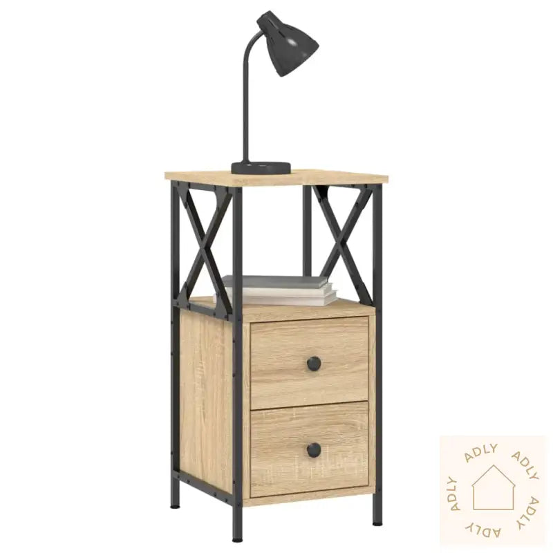 Nattbord 2 Stk Sonoma Eik 34X35,5X70 Cm Konstruert Tre