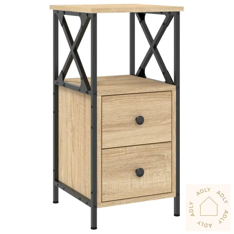 Nattbord 2 Stk Sonoma Eik 34X35,5X70 Cm Konstruert Tre