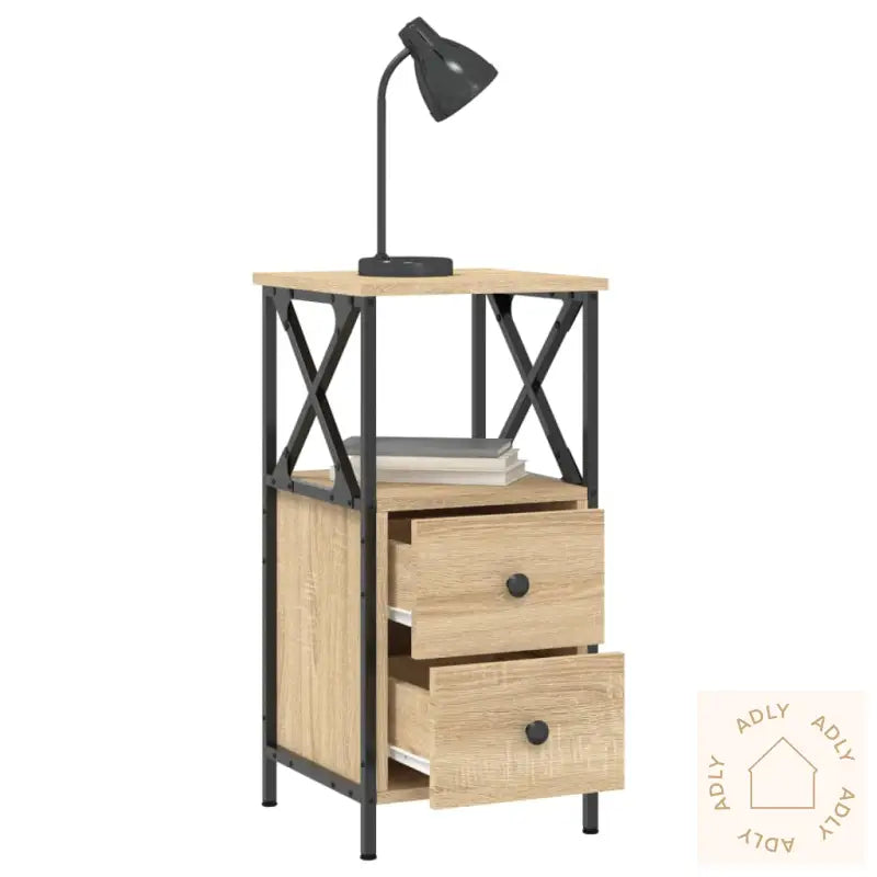 Nattbord 2 Stk Sonoma Eik 34X35,5X70 Cm Konstruert Tre