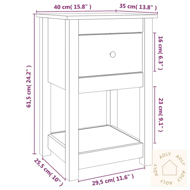 Nattbord 2 Stk Hvit 40X35X61,5 Cm Heltre Furu
