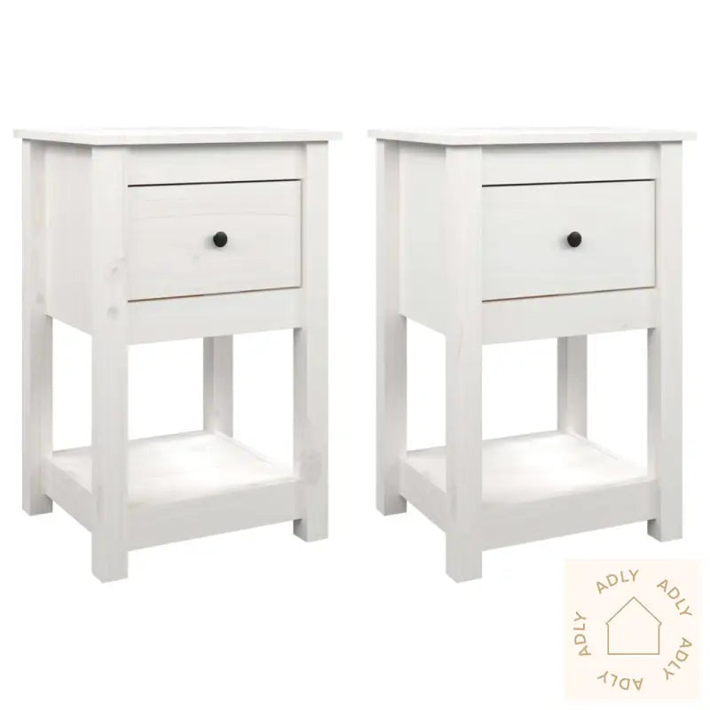 Nattbord 2 Stk Hvit 40X35X61,5 Cm Heltre Furu