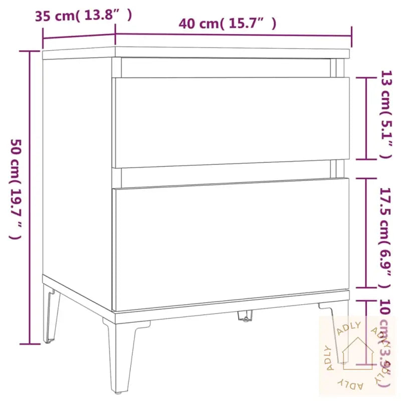 Nattbord 2 Stk Sonoma Eik 40X35X50 Cm