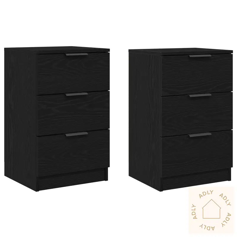 Nattbord 2 Pakke Svart Eik 40X65X65 Cm Laget Av Konstruert Tre