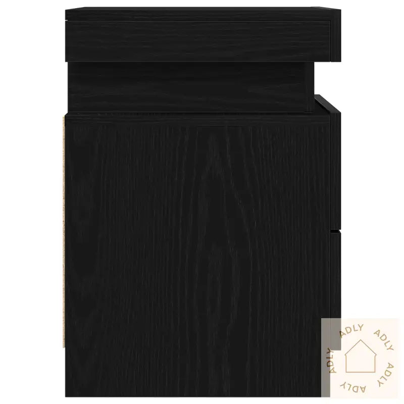 Nattbord Med Led-Lys 2 Stk Svart Eik 35X39X55 Cm