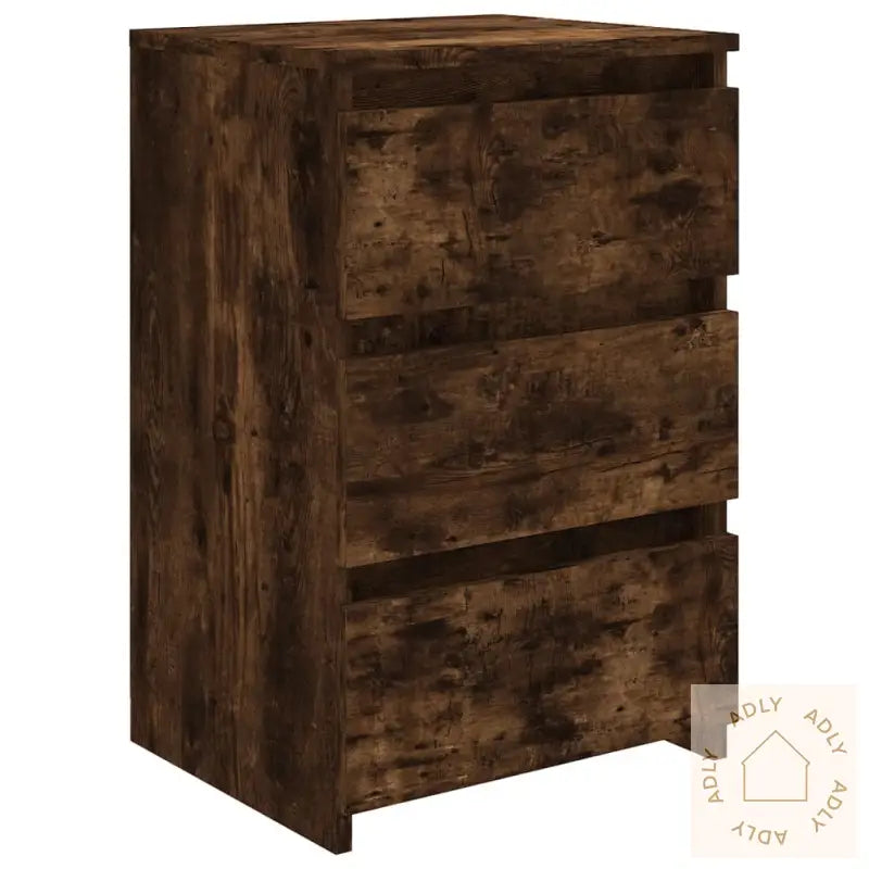 Nattbord 2 Stk Røkt Eik 40X35X62,5 Cm Konstruert Tre