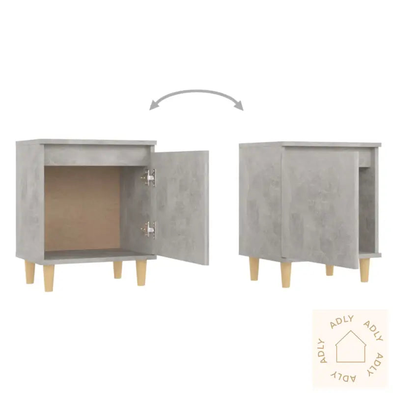 Nattbord Med Ben I Heltre Betonggrå 40X30X50 Cm