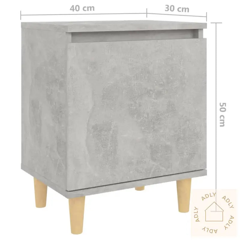 Nattbord Med Ben I Heltre Betonggrå 40X30X50 Cm