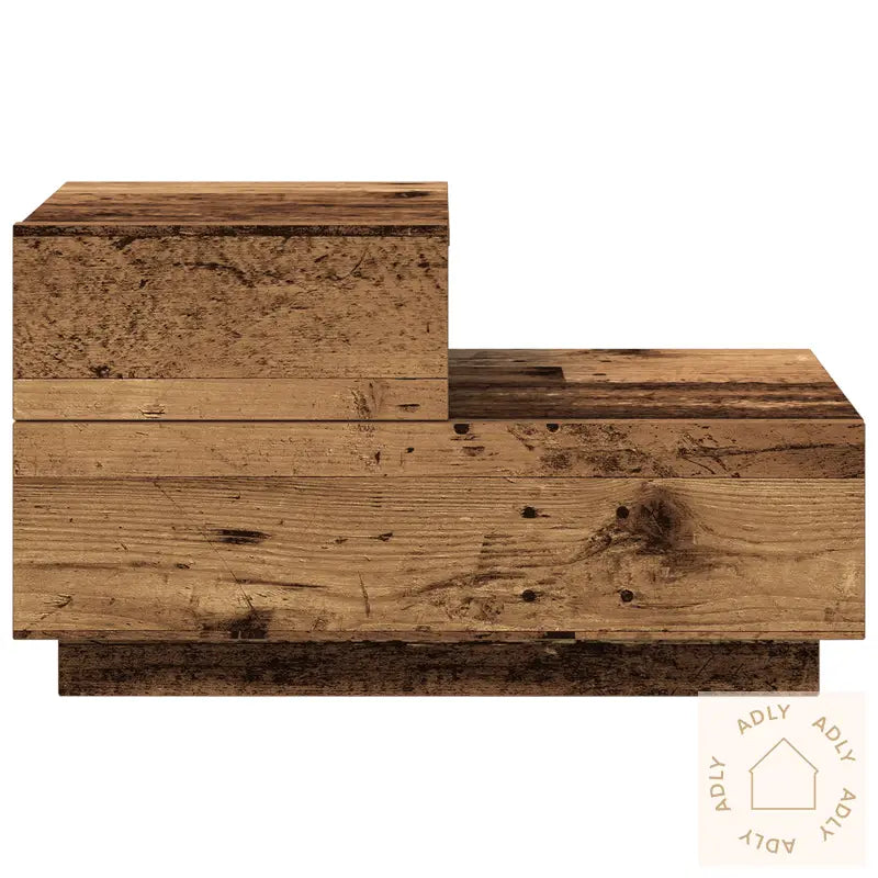Nattbord Med Led-Lamper Gammel Tre 100X36X49 Cm