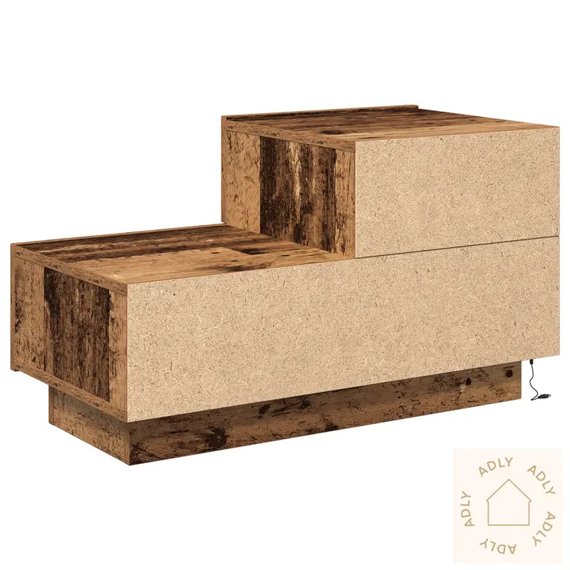 Nattbord Med Led-Lamper Gammel Tre 100X36X49 Cm