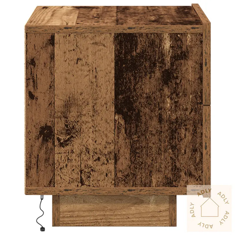 Nattbord Med Led-Lamper Gammel Tre 100X36X49 Cm