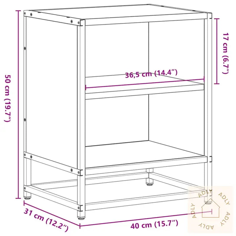 Nattbord 2 Stk Røkt Eik 40X31X50 Cm Konstruert Tre Og Metall