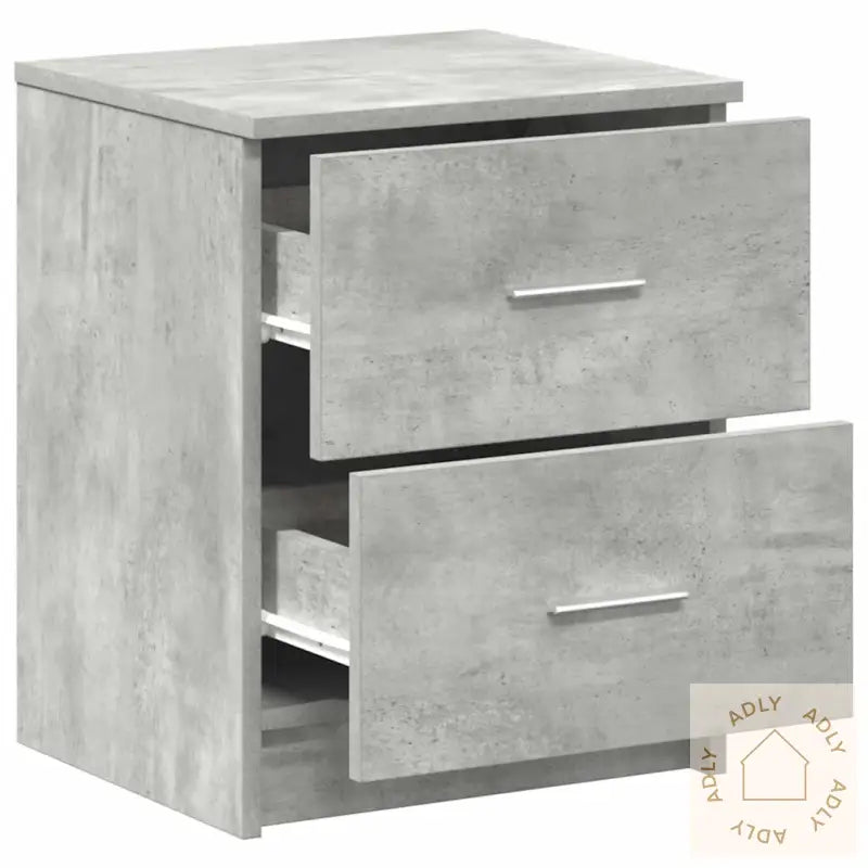 Nattbord 2 Stk Med 2 Skuffer Betonggrå 40X36X50 Cm