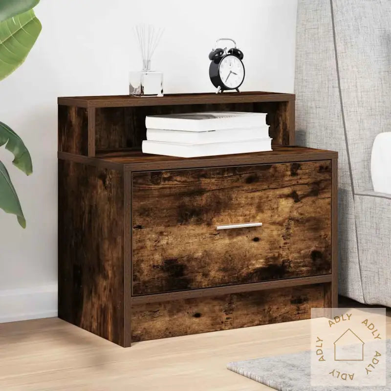 Nattbord Med Skuff Røkt Eik 51X31X47 Cm