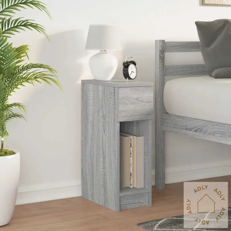 Nattbord Med Skuff Grå Sonoma 20X36X60 Cm