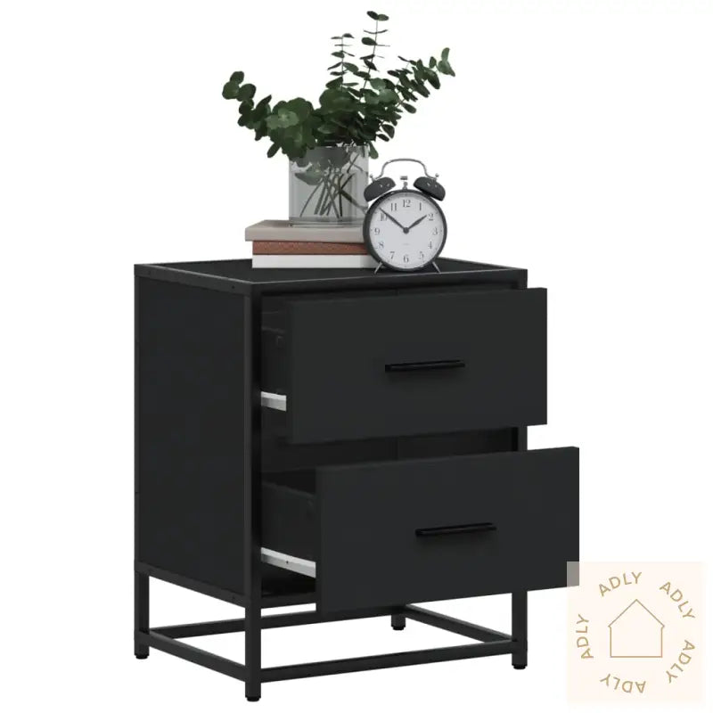 Nattbord Svart 40X31X50 Cm Heltre Furu