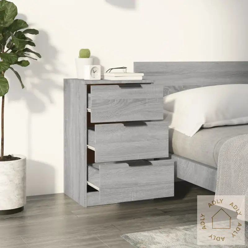 Nattbord Grå Sonoma 40X36X65 Cm