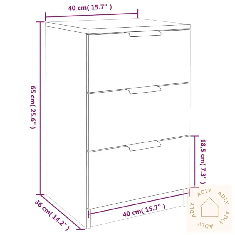 Nattbord Grå Sonoma 40X36X65 Cm
