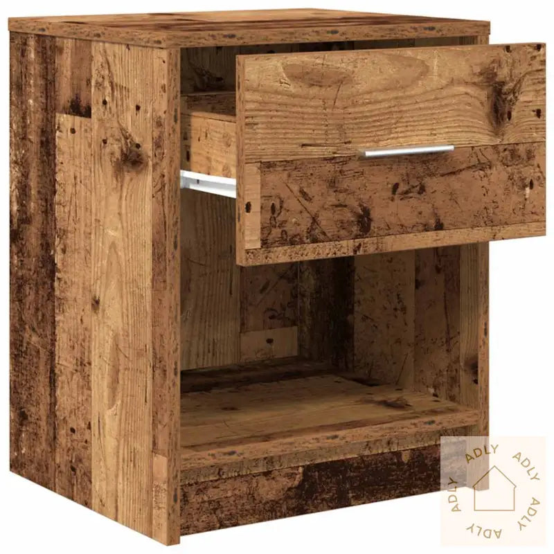 Nattbord Med Skuff Gammelt Tre 40X34X50 Cm