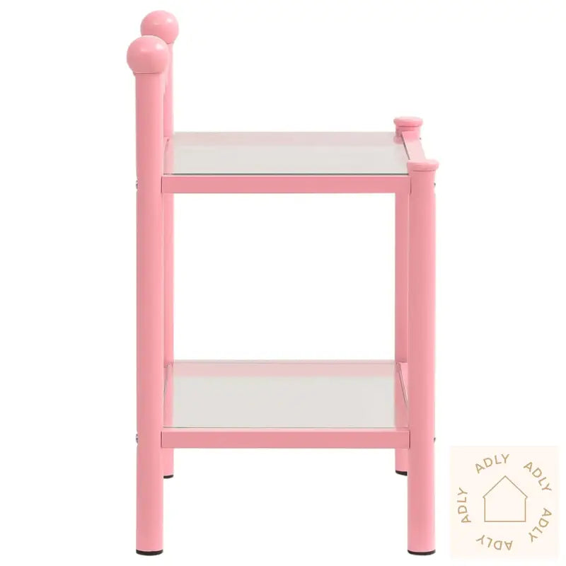 Nattbord 2 Stk Rosa Og Gjennomsiktig Metall Og Glass
