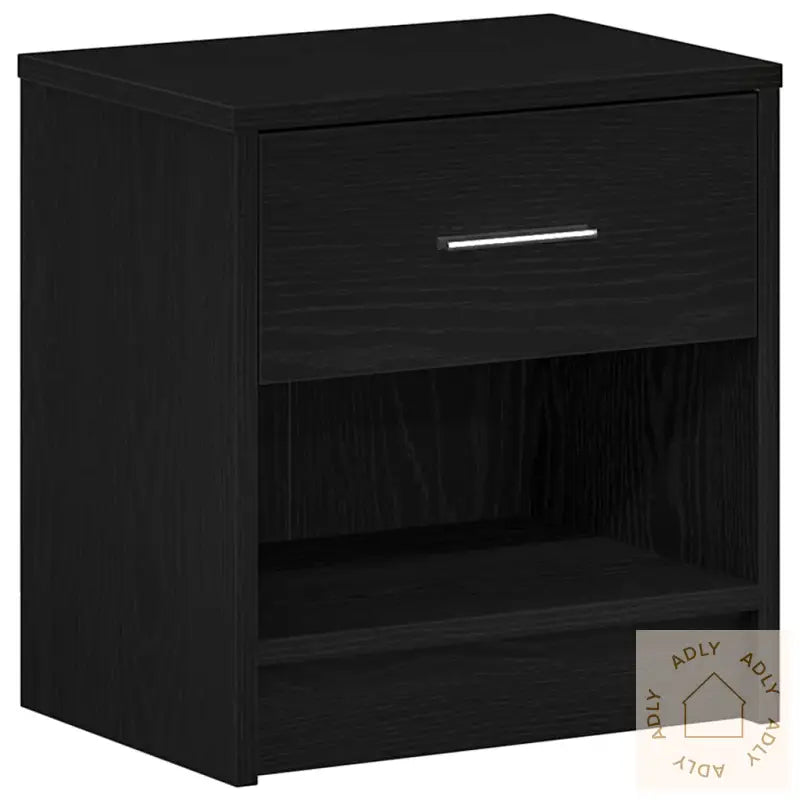 Nattbord 2 Stk Med Skuff Svart 39X28X41 Cm