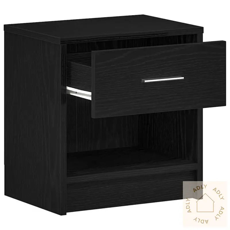 Nattbord 2 Stk Med Skuff Svart 39X28X41 Cm