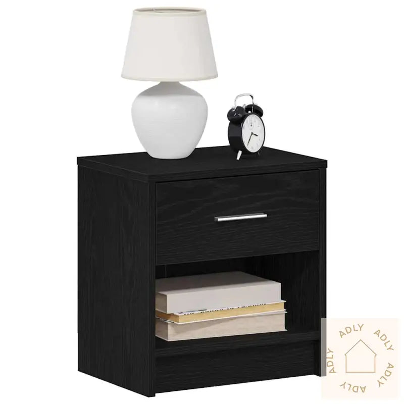 Nattbord 2 Stk Med Skuff Svart 39X28X41 Cm
