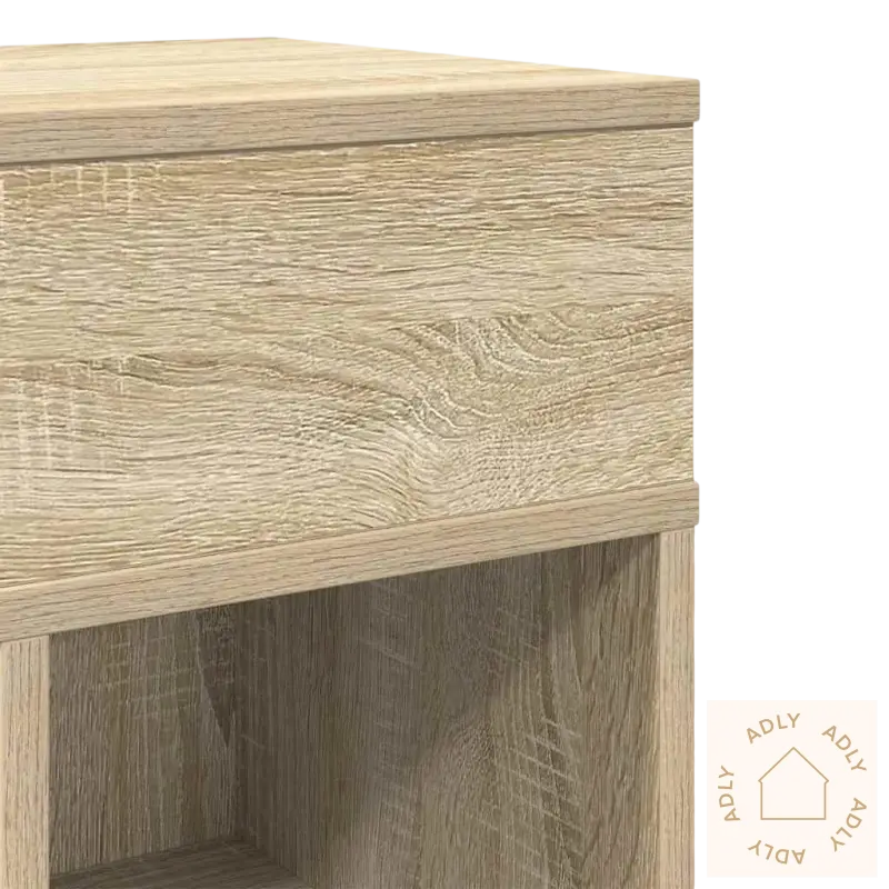 Nattbord sonoma eik i slitesterkt materiale med drawer og shelf, perfekt for soverommet