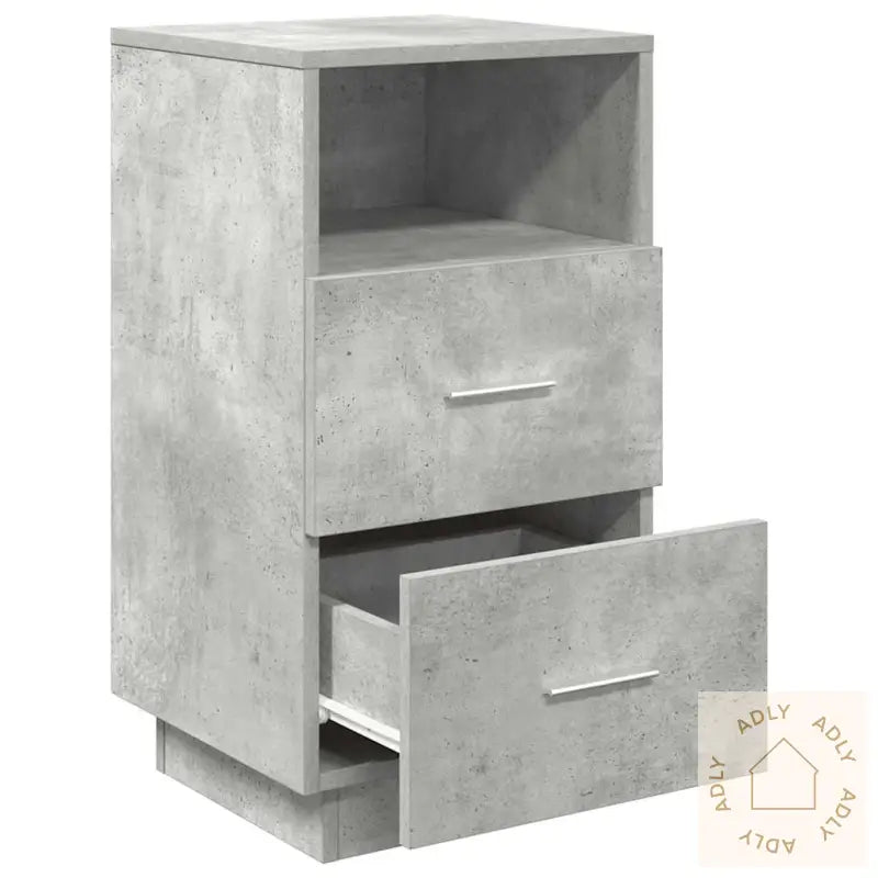 Nattbord 2 Stk Med 2 Skuffer Betonggrå 36X36X68 Cm