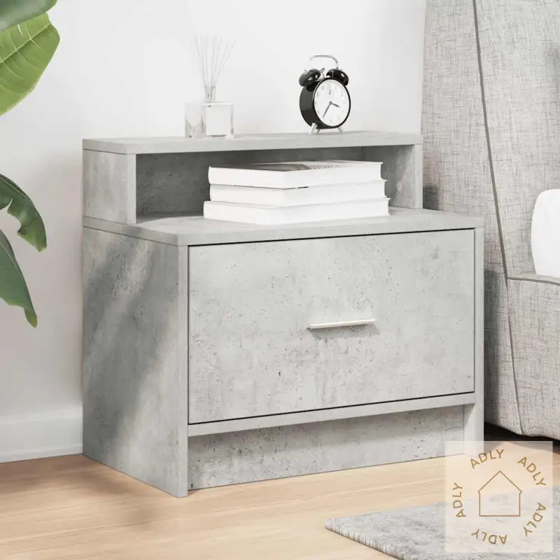 Nattbord Med Skuff Betonggrå 51X31X47 Cm