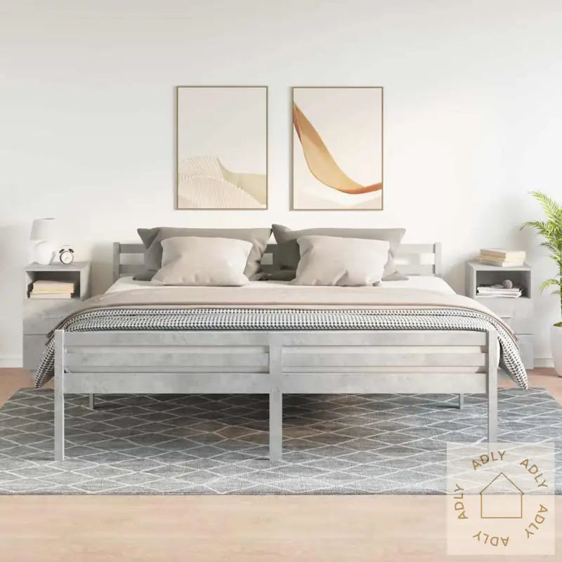 Nattbord 2 Stk Med 2 Skuffer Betonggrå 36X36X68 Cm