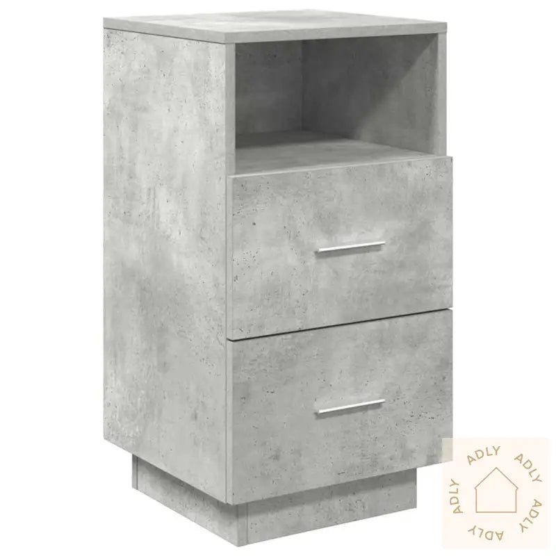 Nattbord 2 Stk Med 2 Skuffer Betonggrå 36X36X68 Cm