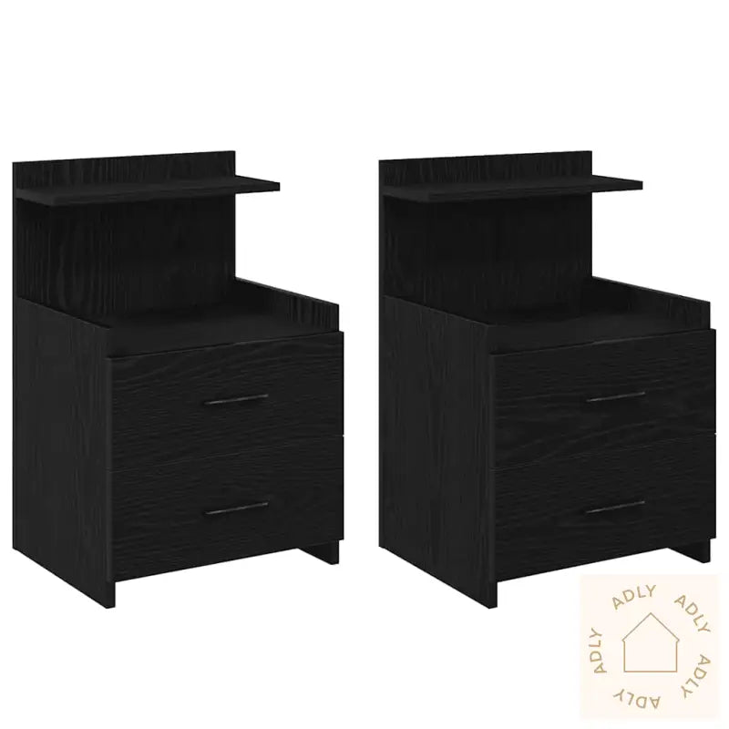 Nattbord 2 Stk Med 2 Skuffer Svart 40X36,5X62 Cm