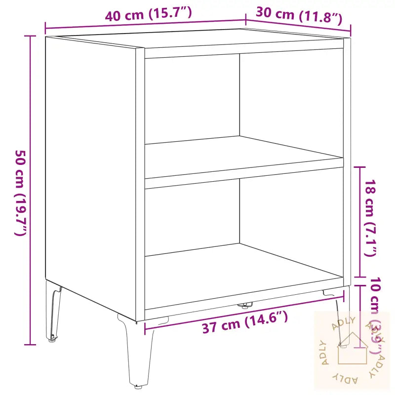 Nattbord Svart Eik 40X30X50 Cm Ingeniørtre