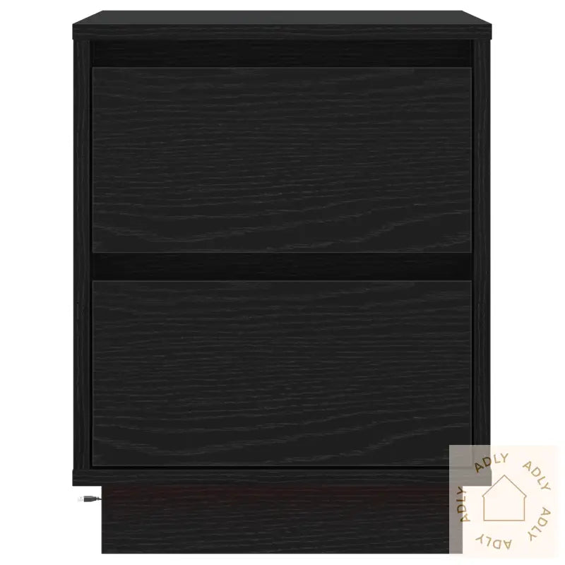 Sengebord Med Led-Lamper Svart 39X34.5X50 Cm