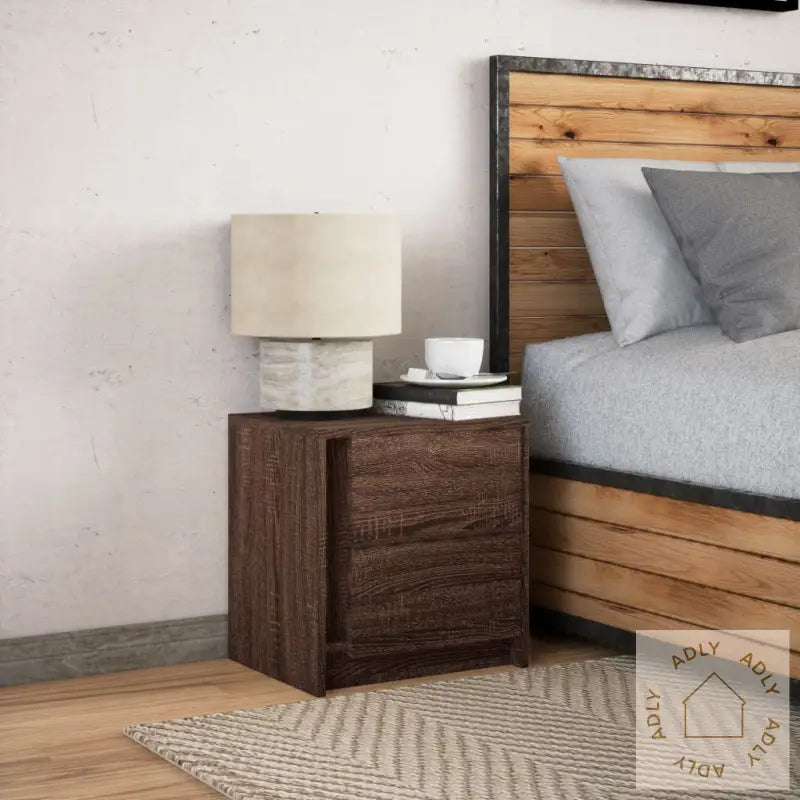 Nattbord Med Led Brun Eik Konstruert Tre