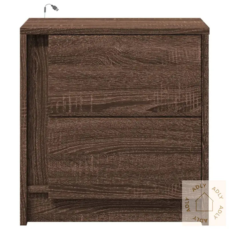 Nattbord Med Led Brun Eik Konstruert Tre