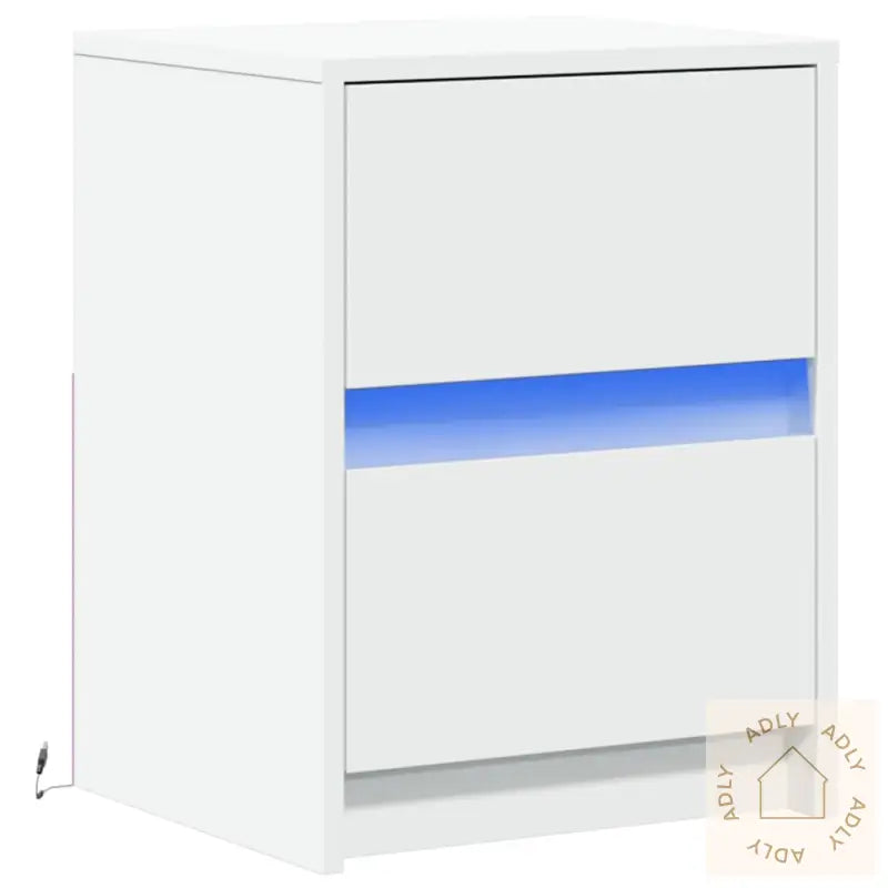 Nattbord Med Led Hvit Konstruert Tre