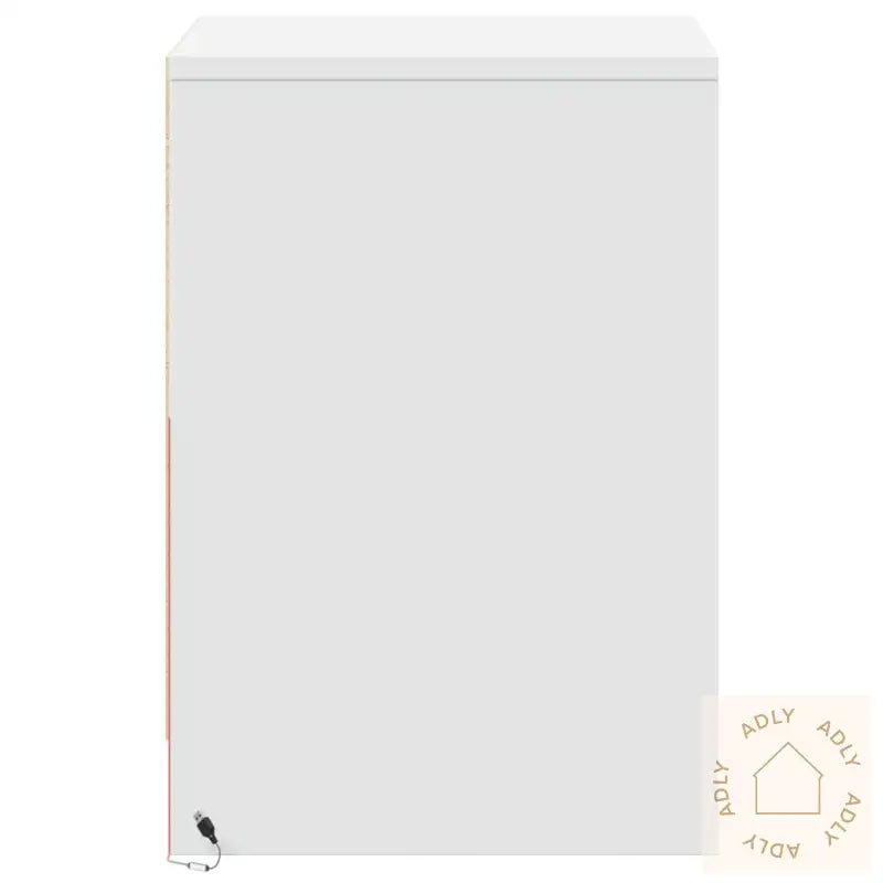 Nattbord Med Led Hvit Konstruert Tre