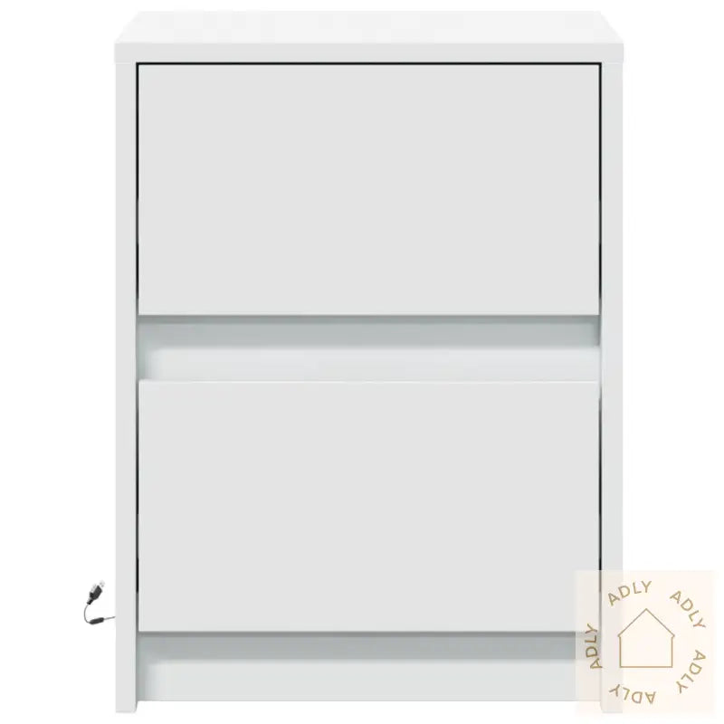 Nattbord Med Led Hvit Konstruert Tre