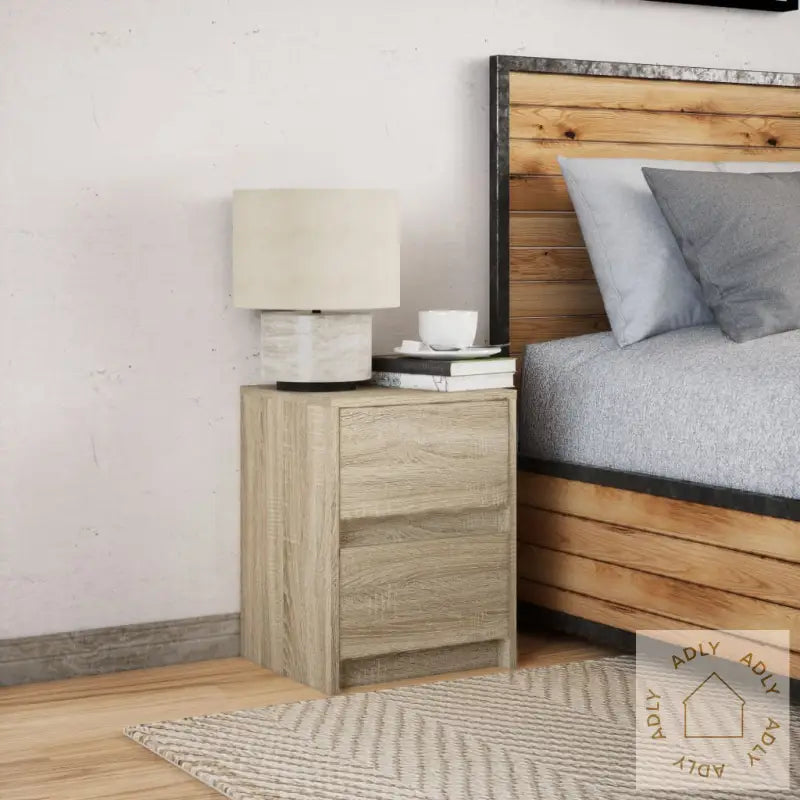 Nattbord Med Led Sonoma Eik Konstruert Tre