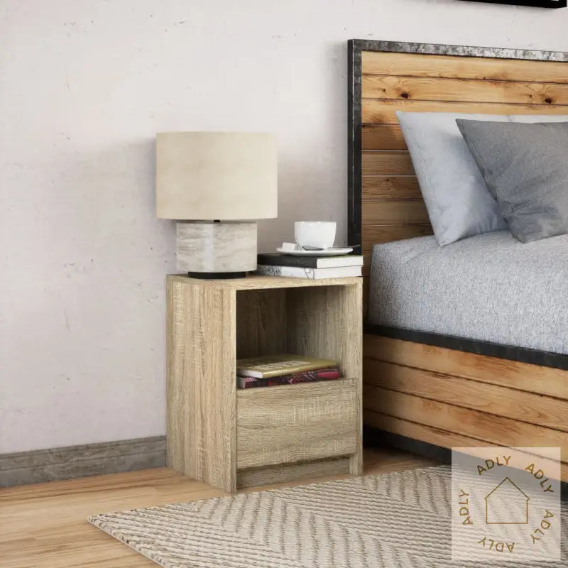 Nattbord Med Led Sonoma Eik Konstruert Tre