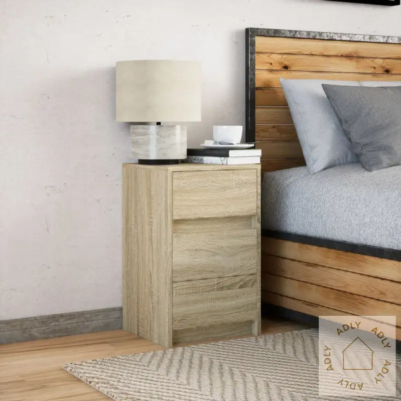 Nattbord Med Led Sonoma Eik Konstruert Tre